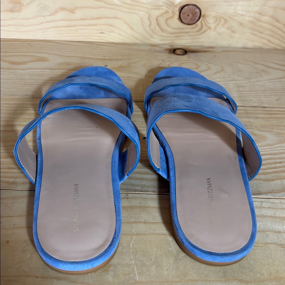 Stuart Weitzman Santorini blue slip on sandals‎ size 8.5 - Picture 7 of 9